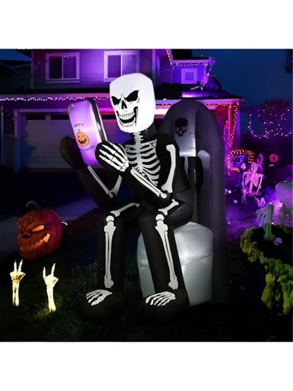 6 FT Halloween Inflatable Outdoor Decoration Skeleton & Tombstone